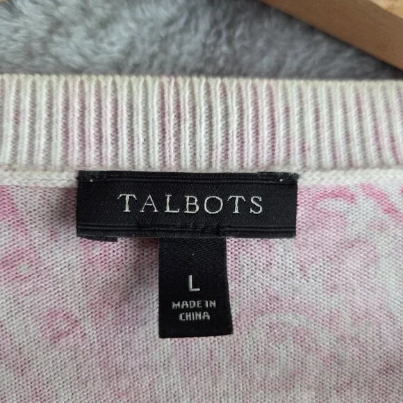 Talbots Pink Paisley Floral Button-Front Cardigan, Size Large - Picture 4 of 7